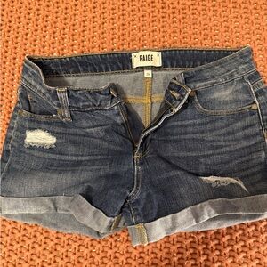 PAIGE Women's Distressed Blue Jean Shorts